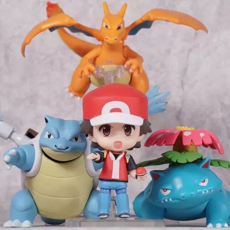 10cm Pokemon Action Figure Set Bulbasaur Squirtle Blastoise Oranment Kids Xmas Gifts