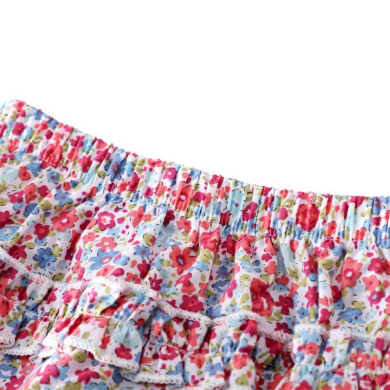 Set áo thun ngắn tay cổ tròn + quần short đáng yêu cho bé gái
