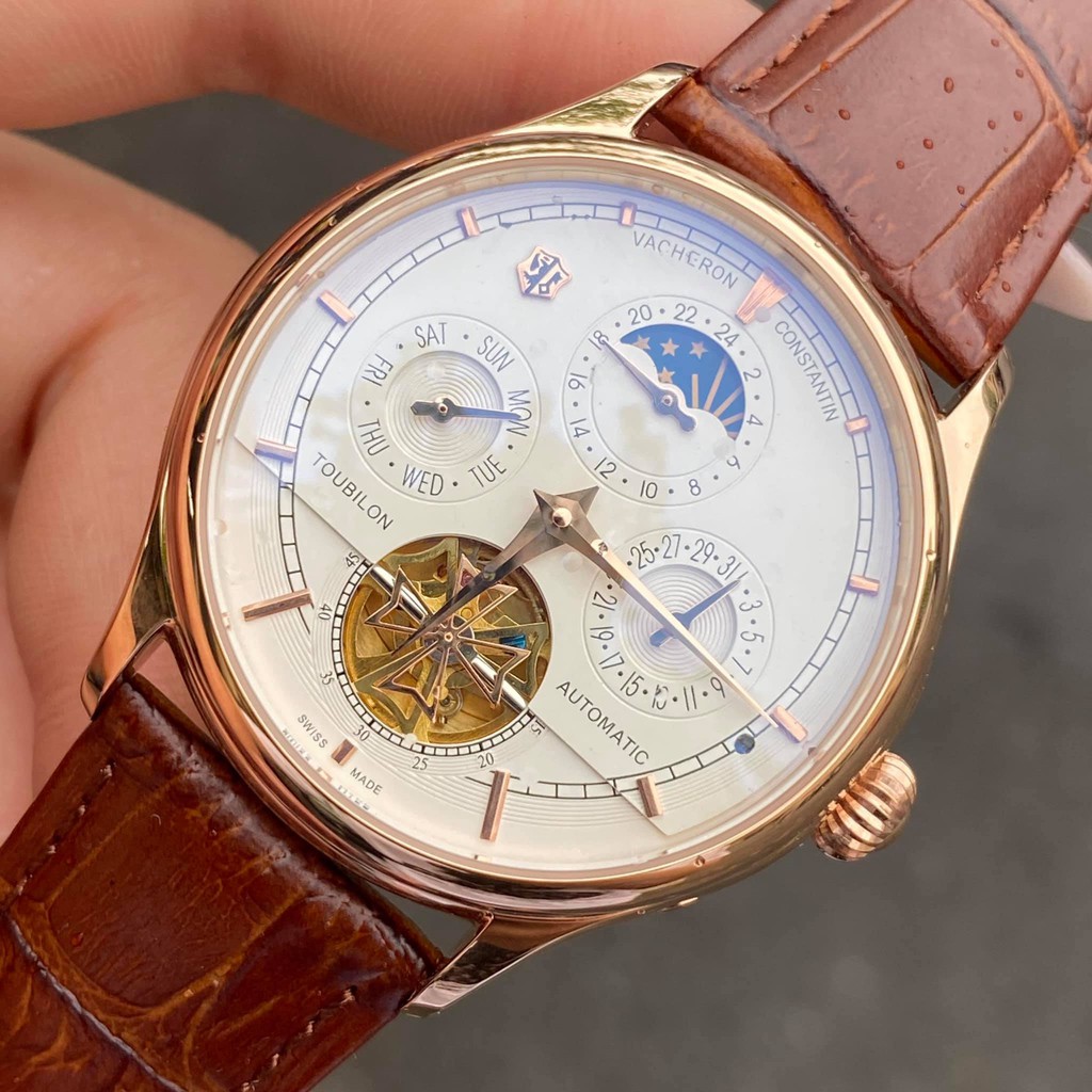 Đồng Hồ Cơ Nam VACHERON Cao Cấp - Đồng Hồ đeo tay Dây Da Nam