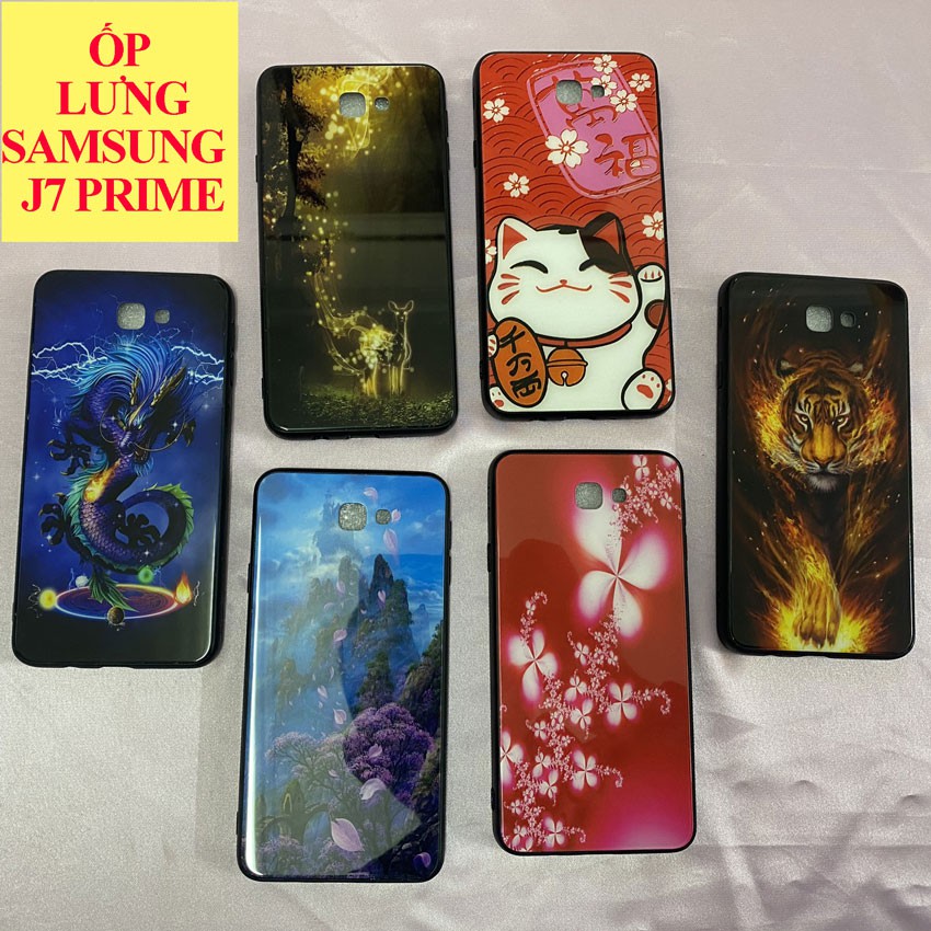 Ốp Samsung J7 Prime - Freeship - Ốp điện thoại ss GalaxyJ7prime mặt kính in hoa văn sang trọng, chống trầy xước,Aha Case