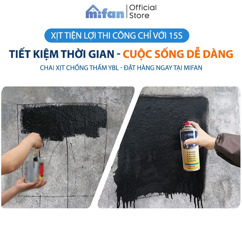 Bình Xịt Chống Thấm Nước ybl paint 450ml MIFAN - Xử Lý Dột Tường Trần Mái Nhà Sân Thượng