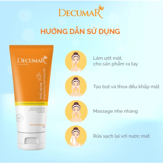 Gel rửa mặt giảm nhờn cho da mụn Decumar 100g – Giúp làm sạch sâu, sáng da, giữ ẩm cho da