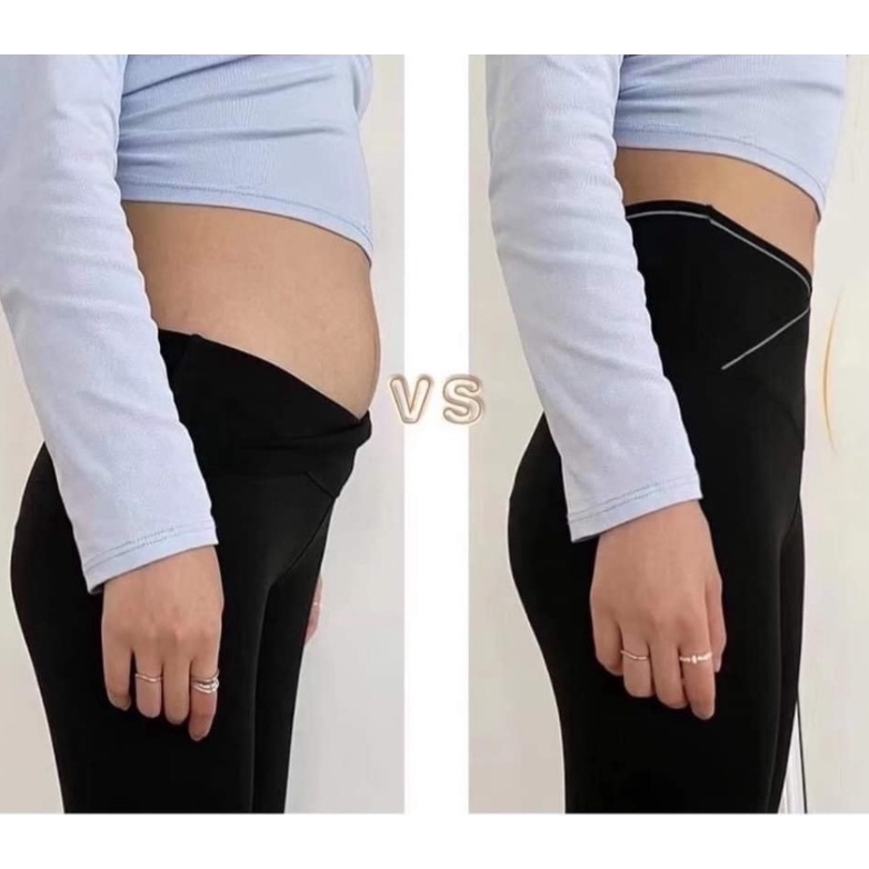 Quần legging nữ cạp cao viền sọc kẻ trắng vạt chéo gen bụng nâng mông dáng quần tregging dài ôm thun gân vải co giãn gym
