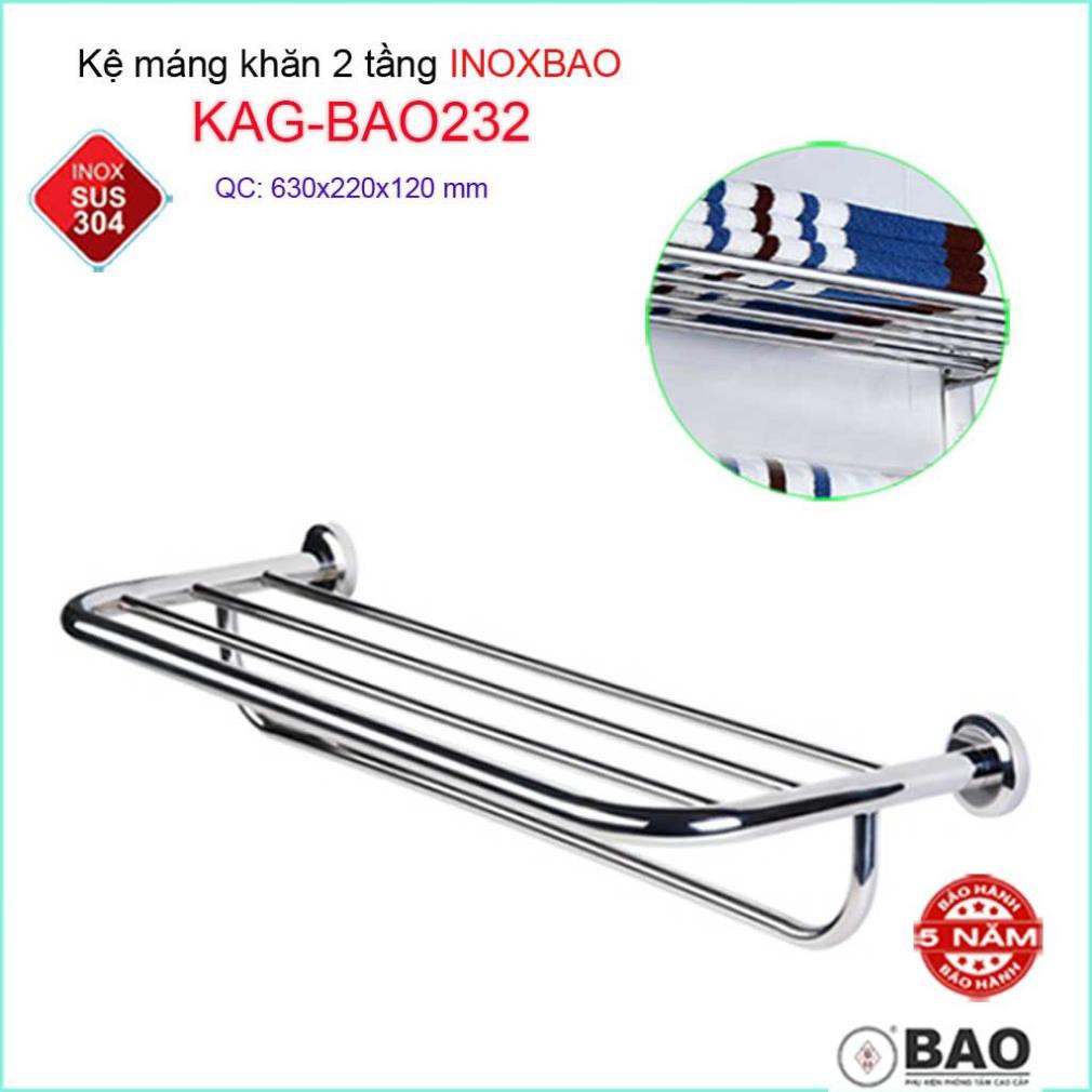 Thanh máng khăn Inox Bảo, thanh treo khăn inox 304, vắt khăn SUS304 KAG-BAO232