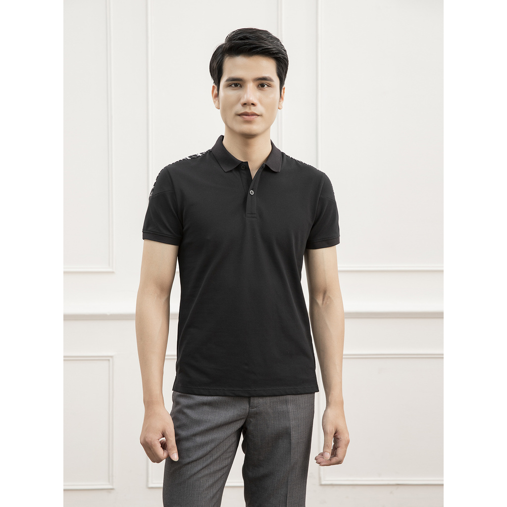 Áo Thun Nam Tay Ngắn Có Cổ Aristino APS021S1 Màu Đen 9 Phom Slim Fit Chất Liệu Cotton