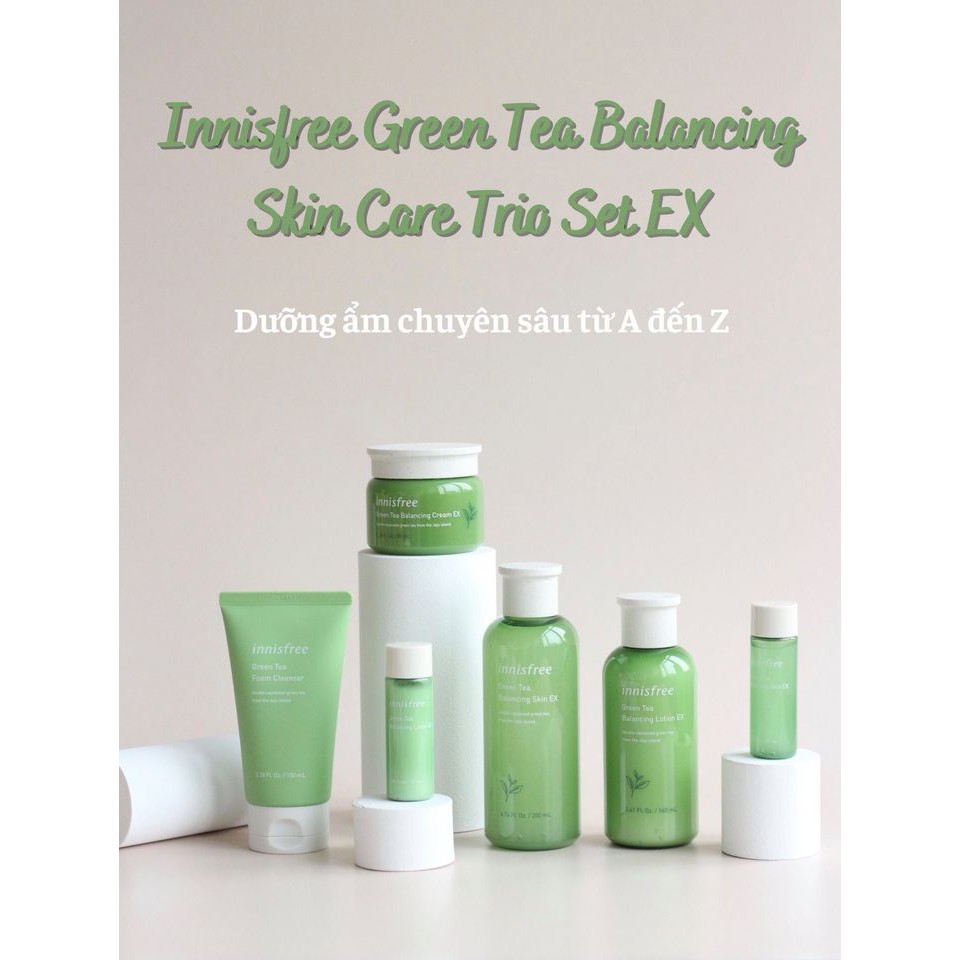 Set Dưỡng Da Trà Xanh Innisfree Green Tea Balancing Skin Care Trio EX[COCOLUX]