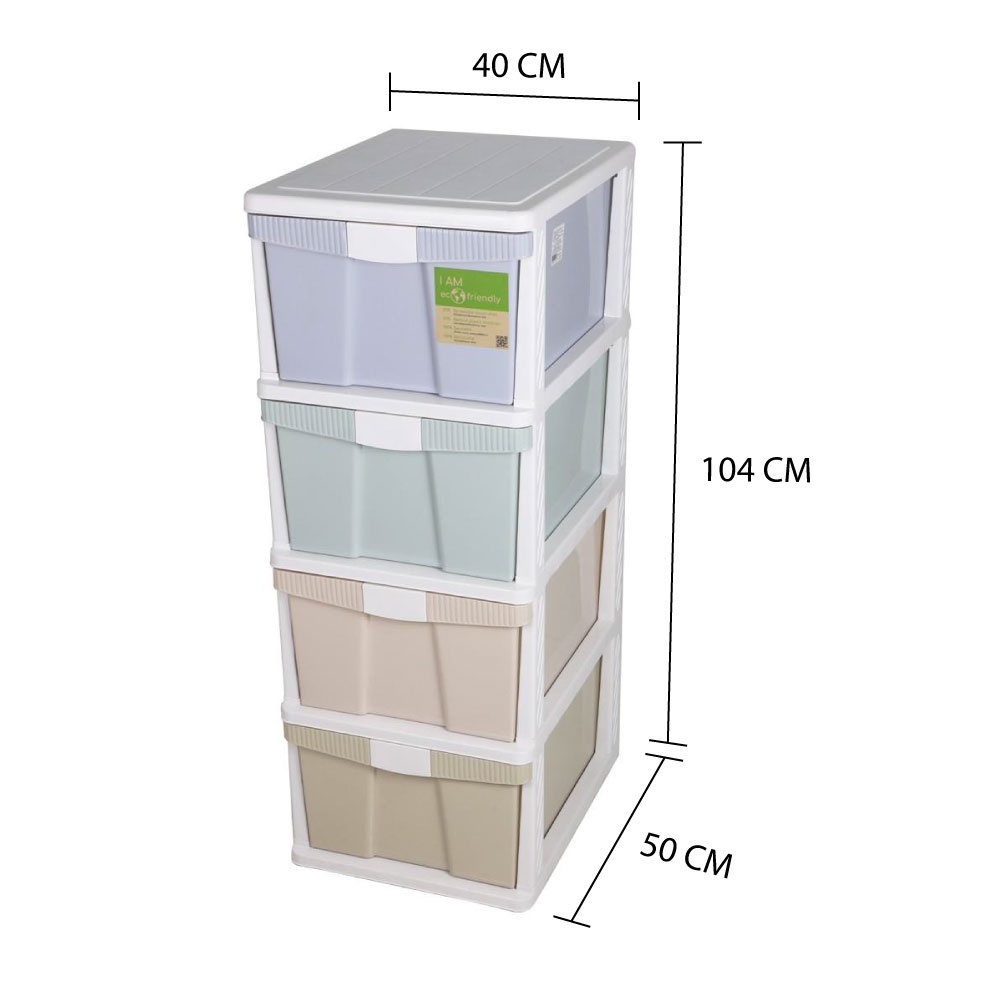 HomeBase STACKO Tủ nhựa 4 tầng Thái Lan W40xH104xD50cm màu Pastel