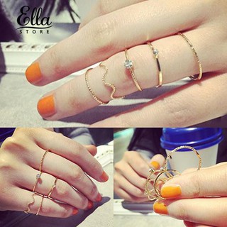 Bộ 5 chiếc nhẫn kiểu dáng thời trang đính đá độc đáo