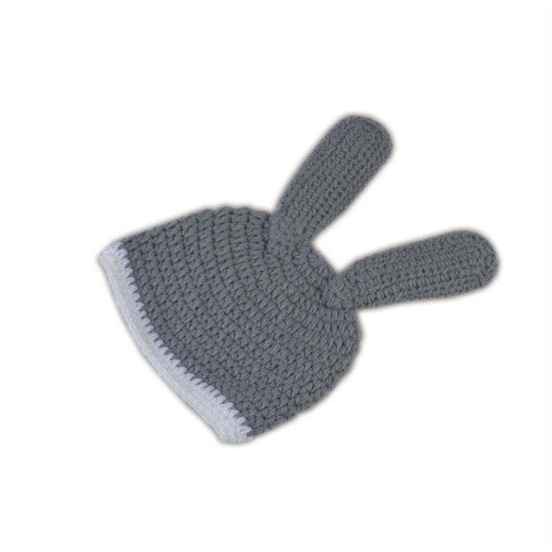Set 2 Món Đồ Chụp Ảnh Gồm Áo Liền Quần + Quần Ngắn + Mũ Tai Thỏ Màu Xám Cho Bé Sơ Sinh