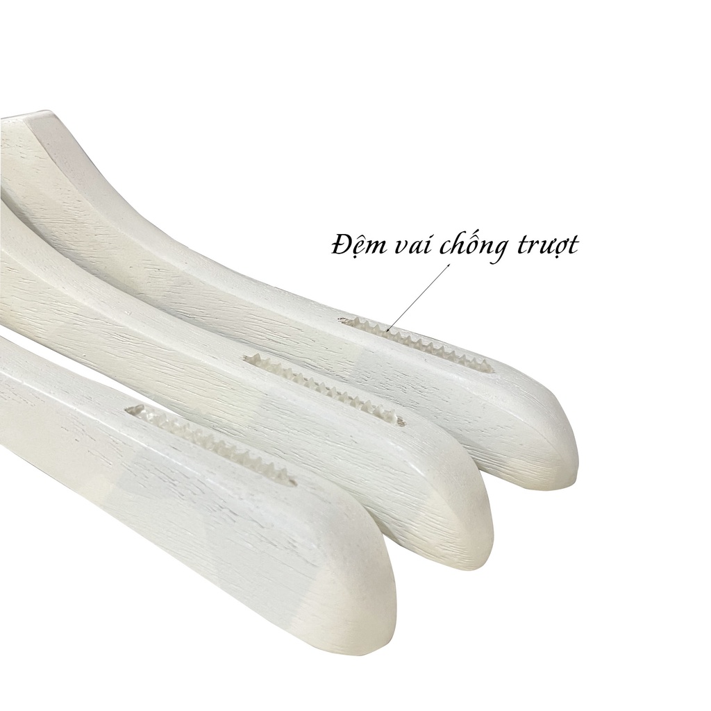 Móc áo gỗ trắng sơn xước, móc treo vest gỗ dày 3cm có đệm vai ( 1 móc )