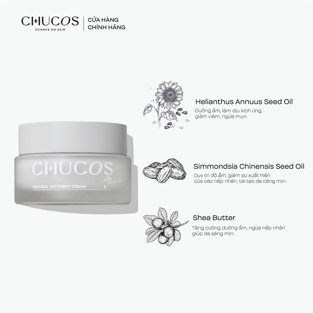 Kem dưỡng ẩm phục hồi Chucos Natural Nutrient Cream 50ml ban đêm