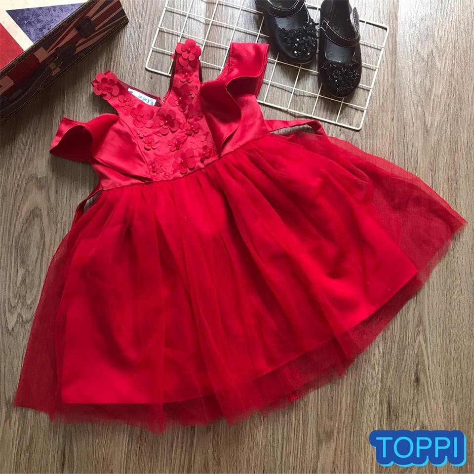 ĐẦM CÔNG CHÚA HỞ VAI ĐÍNH HOA ĐIỆU ĐÀ CỰC ĐẸP hình thật