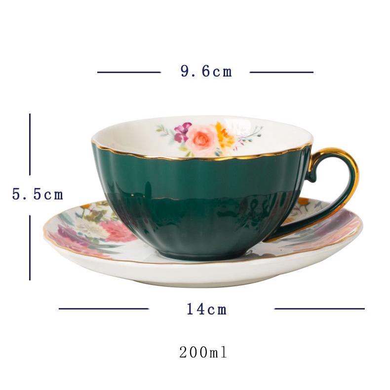 Set cốc uống trà bánh macaron, tách trà phong cách Bắc Âu cổ điển 200ml