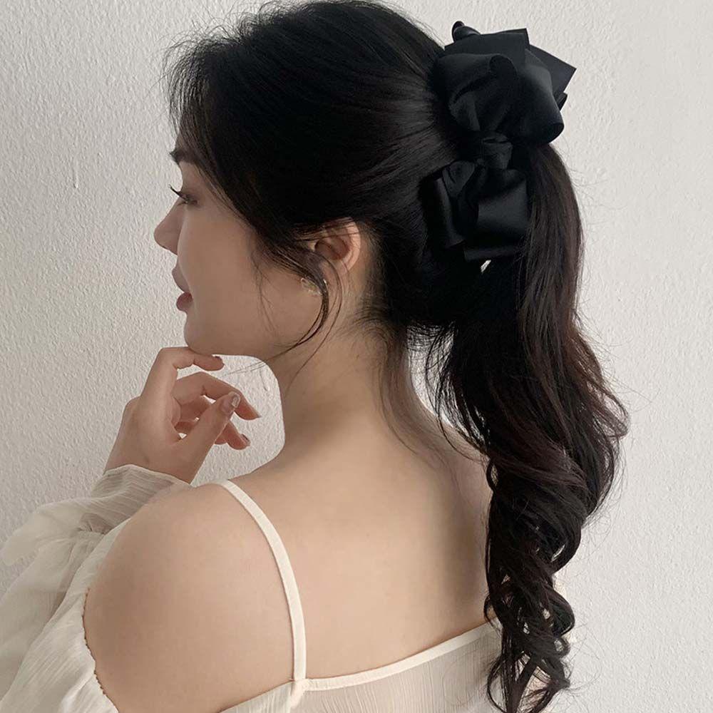 MXGOODS Kẹp Giữ Chuối Thắt Nơ Màu Trơn Phong Cách Hàn Quốc
