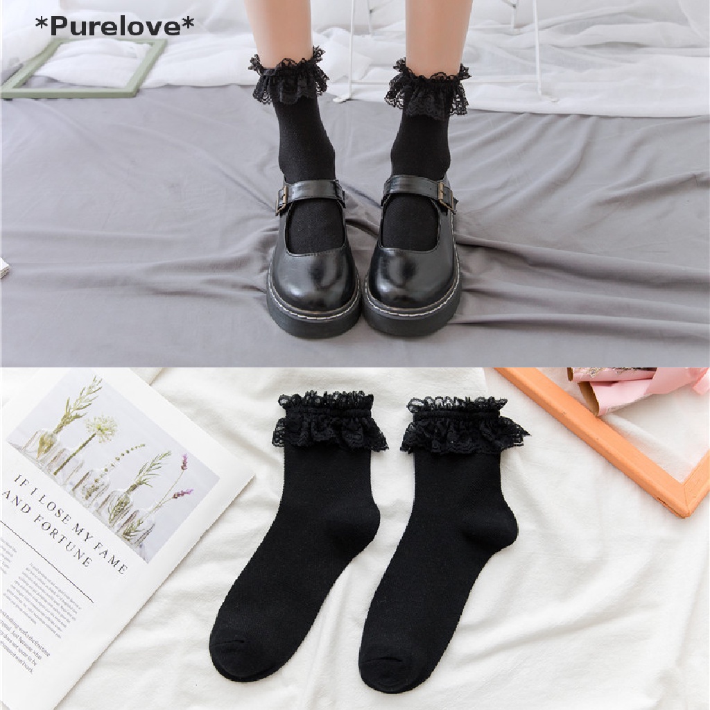 Vớ Công Chúa Phối Ren Bèo Nhún Phong Cách Lolita Nhật Bản Thời Trang Cho Nữ