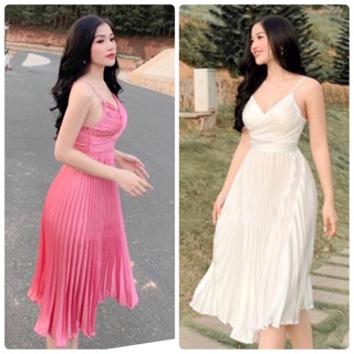 Đầm maxi lụa chân pli