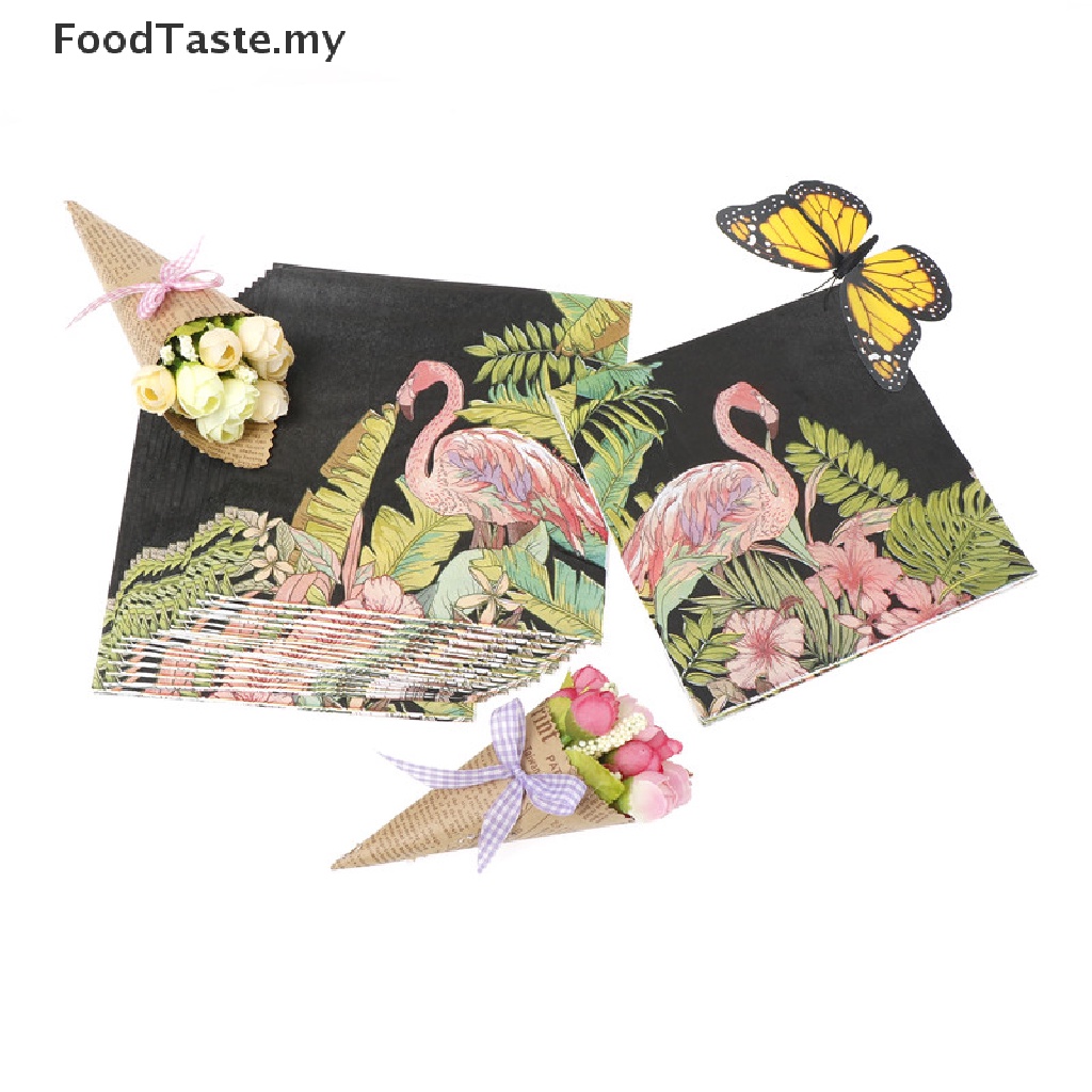 Set 20 khăn ăn in họa tiết chim hồng hạc phong cách Hawaiian