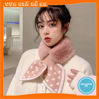 KHĂN QUÀNG CỔ❤️SIÊU XINH❤️ KHĂN LÔNG THỎ PHỐI LEN THẮT NƠ XINH XẮN