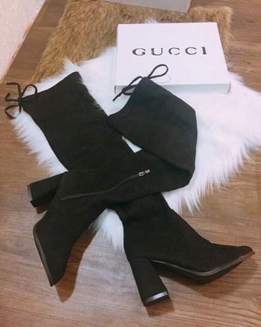 [Mã 151FASHIONSALE1 giảm 10k đơn 50k] Boot Bốt đùi 7 phân gót vuông có khóa cạnh (Có loại có khóa và không khóa cạnh)