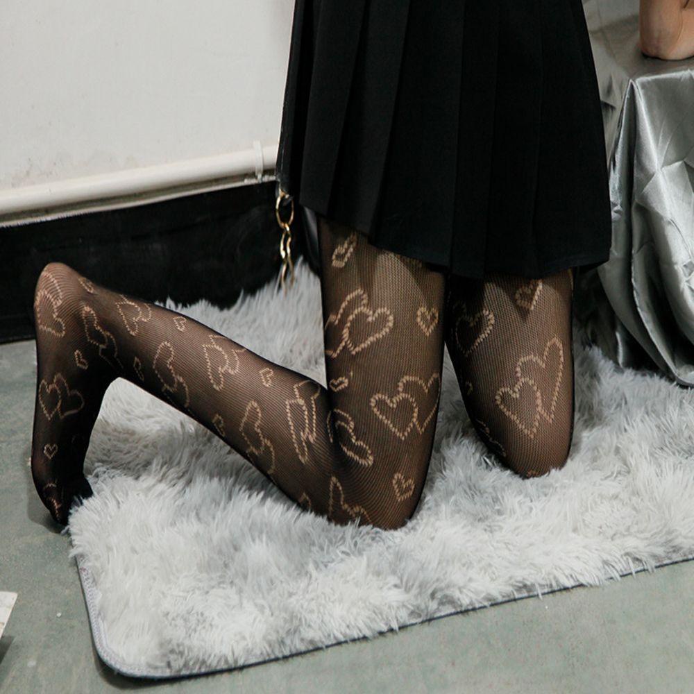 Quần Tất Nylon Không Đường May Họa Tiết Trái Tim Cổ Điển Thời Trang Thu Đông Cho Bé Gái