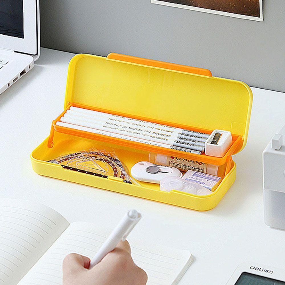 PEWANY Túi Đựng Bút Hai Lớp Màu Đất Chống Nước Sức Chứa Lớn Ốp