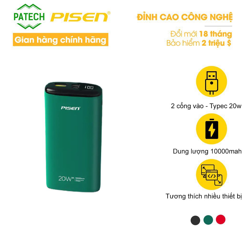 Sạc dự phòng PISEN Quick QP 20W 10000mAh - (LS-DY06) - Hàng chính hãng