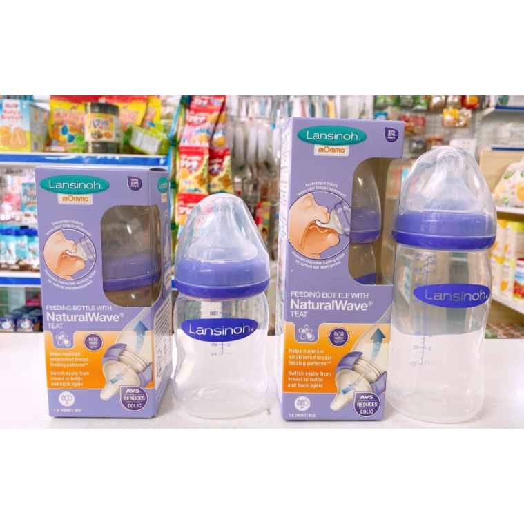 Bình sữa Lansinoh Momma có ti điều chỉnh tốc độ dòng sửa 160ml/240ml  - Herbaby