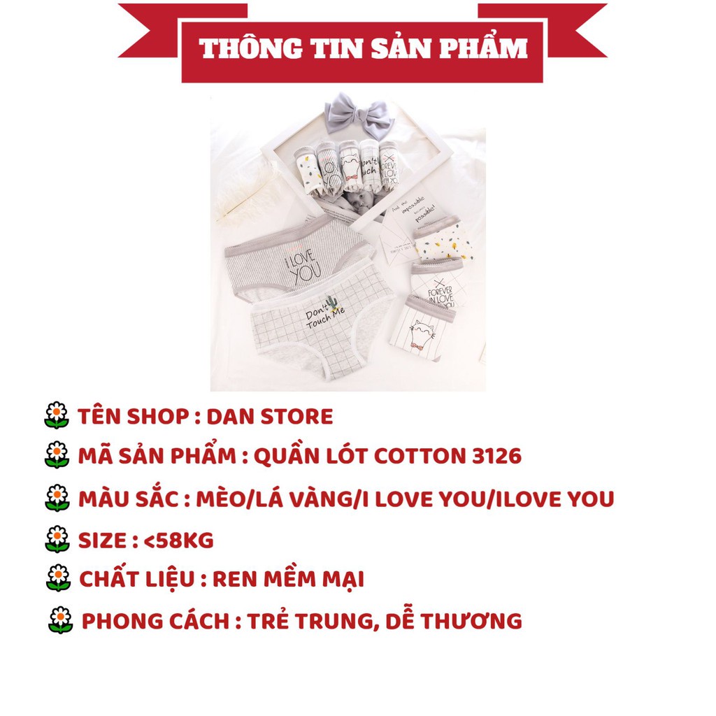 Quần Lót Nữ - Quần Lót Nữ Cotton co dãn thoáng mát hình mèo dễ thương DAN STORE MÃ 3126
