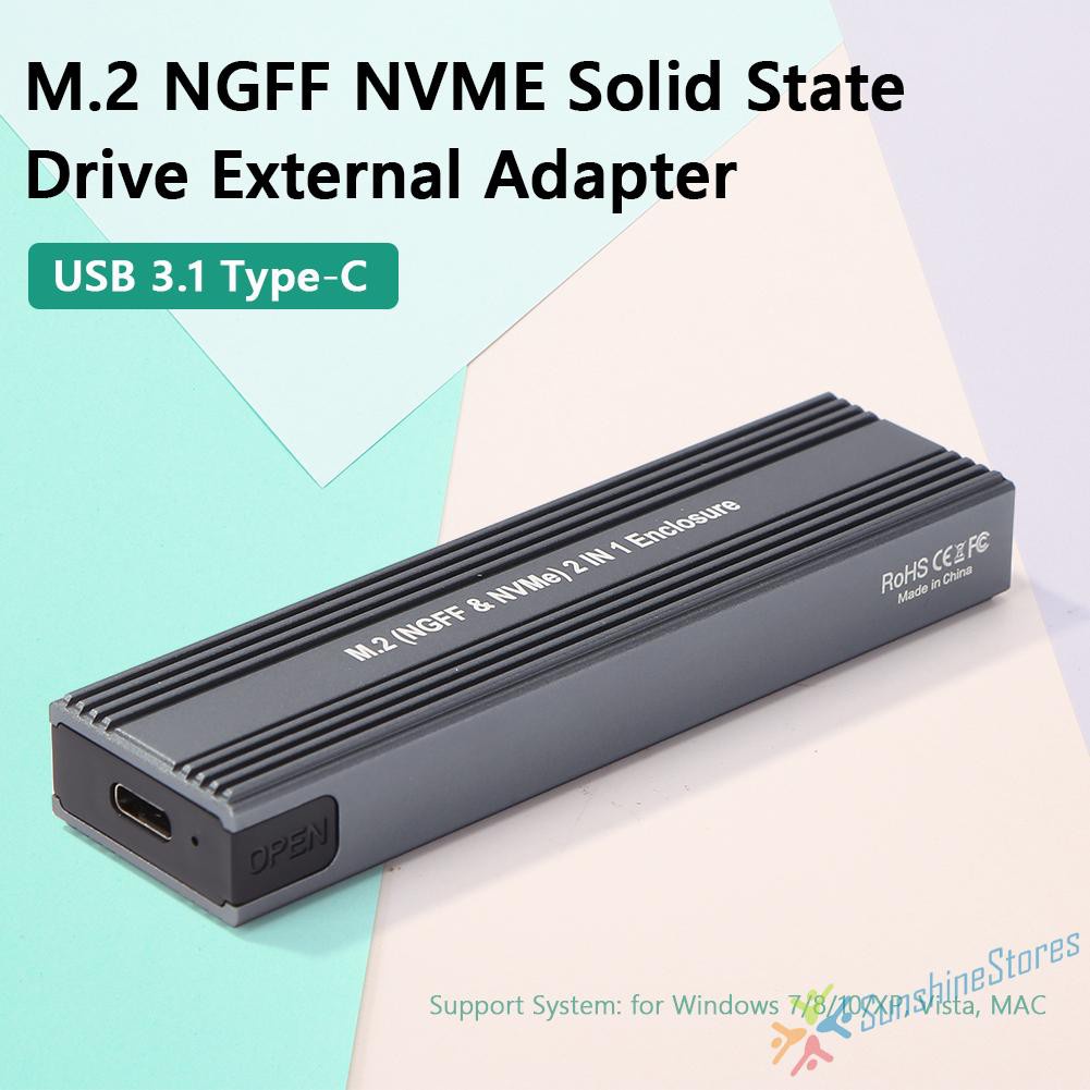 Hộp Đựng Ổ Cứng Ngoài SSD USB 3.1 Type-C Bằng Hợp Kim Nhôm 10Gbps M.2 NGFF NVME Ốp