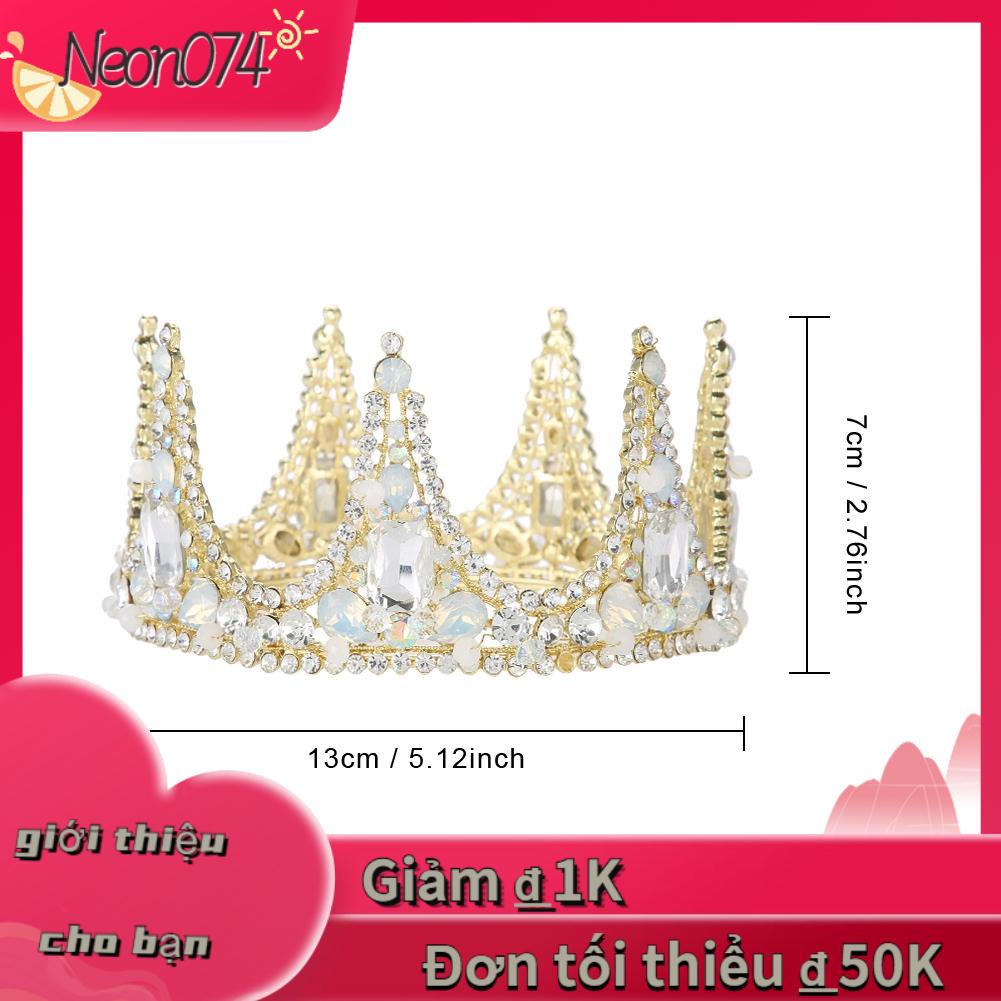 Neon074 Neon074 Phụ kiện tóc cưới Tiara Vương miện làm bằng tay cho cô dâu tròn trang sức phụ nữ