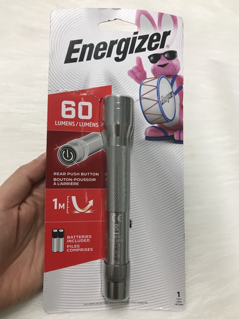 👉Đèn pin LED Energizer 60-Lumens Kim loại xám với 2 pin Â (mỹ)