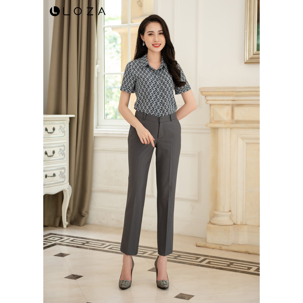 [Mã BMBAU50 giảm 50K đơn 150K] Quần âu nữ LOZA dáng côn đứng màu ghi - QC3078