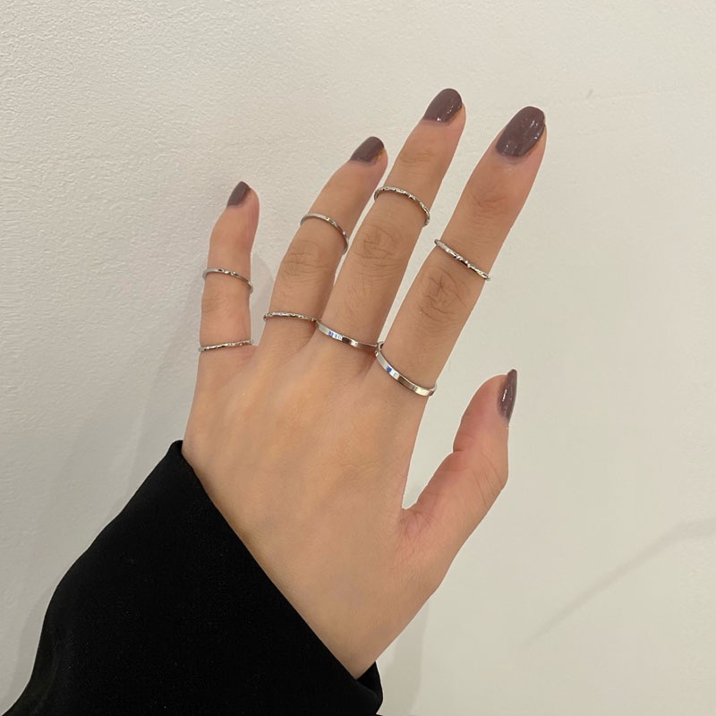 Ahellogirl Set 10 nhẫn kim loại thiết kế hợp thời trang