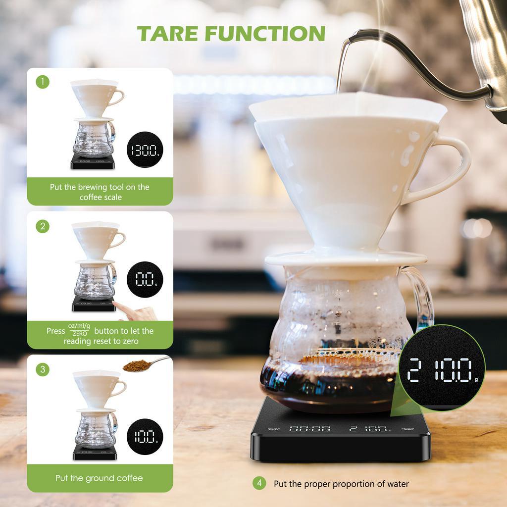 Oria Cân Cà Phê Kỹ Thuật Số 3kg / 0.1g espresso Cảm Ứng Vô Hình Có Thể Sạc Lại