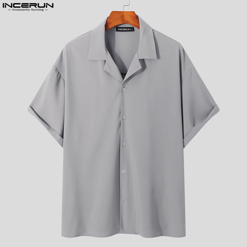 Áo sơ mi INCERUN ngắn tay 5 màu sắc thời trang mùa hè cho nam