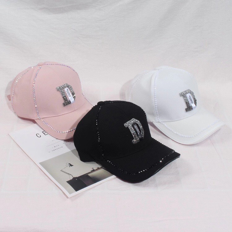 Mũ nón đính đá chữ D unisex cao cấp - Sẵn hàng