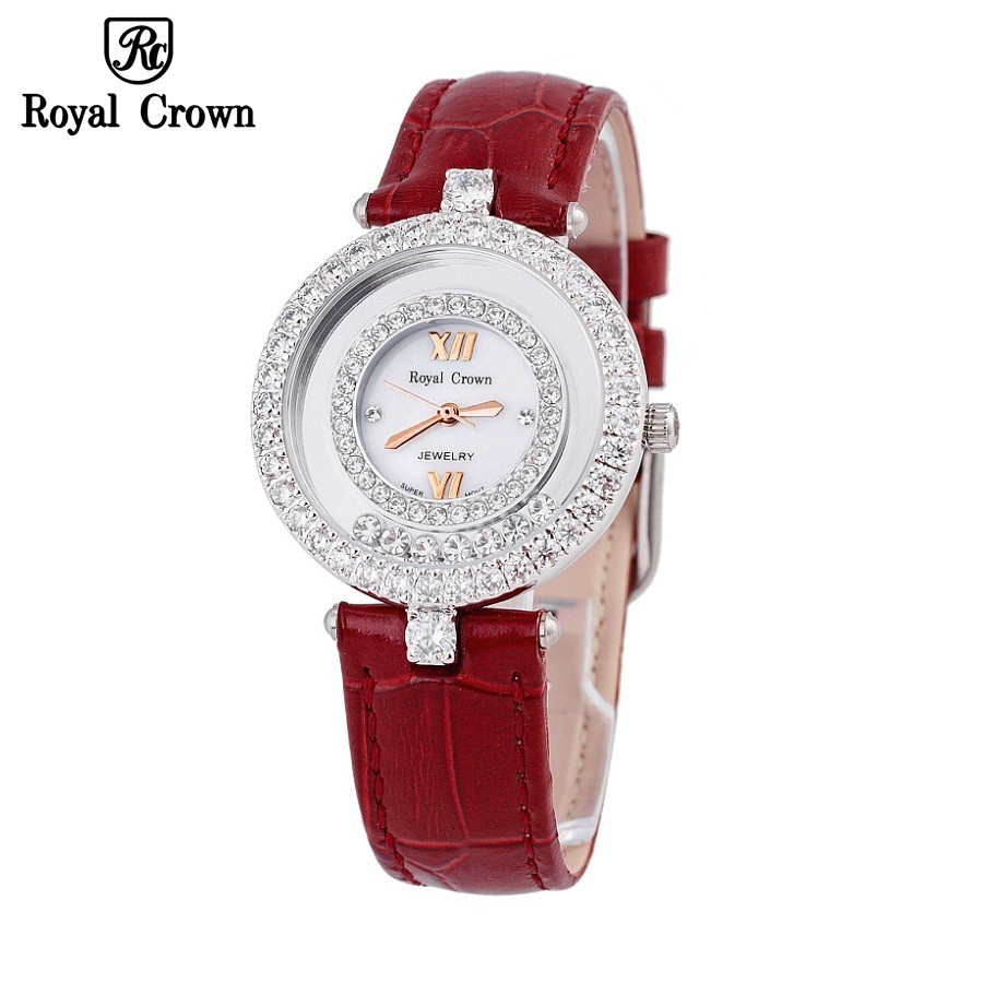 Đồng Hồ Nữ Chính Hãng Dây Da Royal Crown 3628 Chống Nước Chống Xước