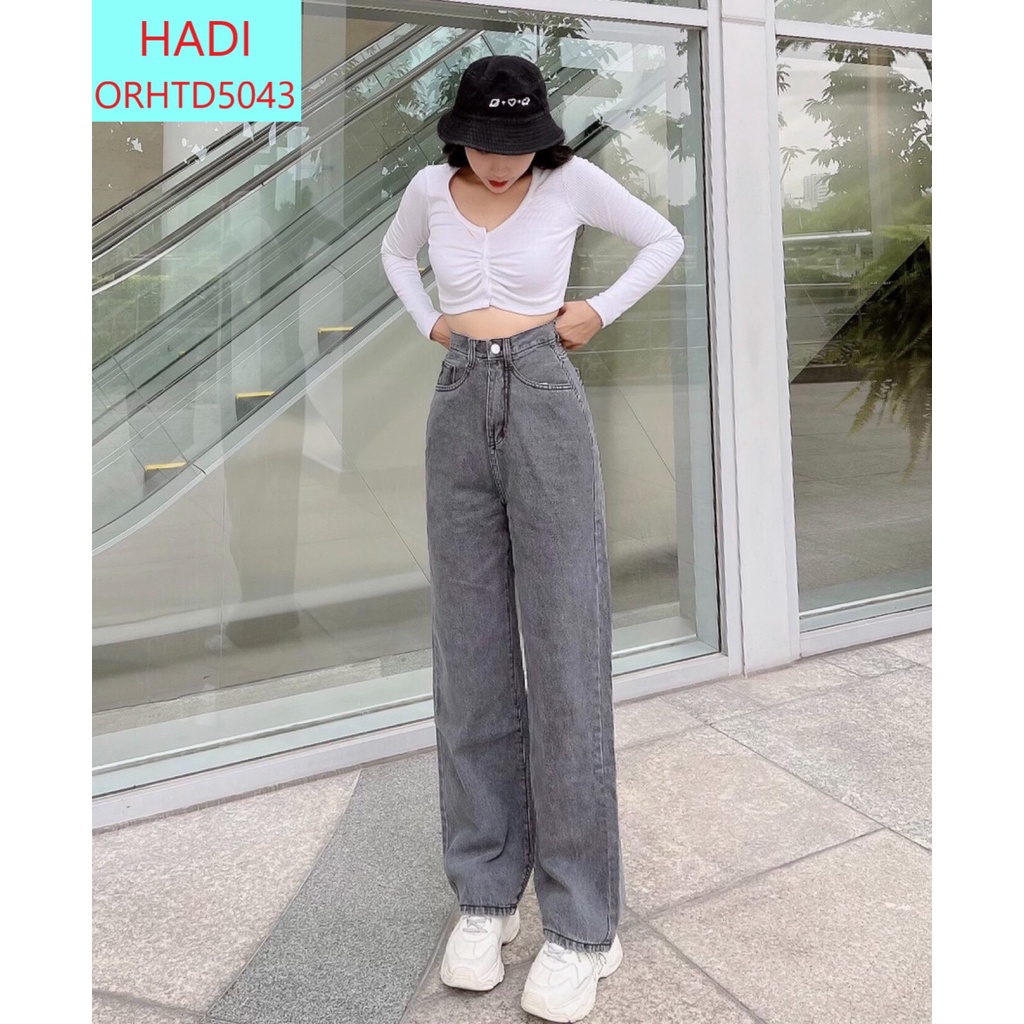 [ HÀO QUANG ] QUẦN JEANS ỐNG RỘNG NỮ LƯNG CAO LAI CUỐN MÀU XÁM NHẠT CAO CẤP HADI CỰC ĐẲNG CẤP VẢI MỀM MỊN SIÊU ĐỈNH HOT