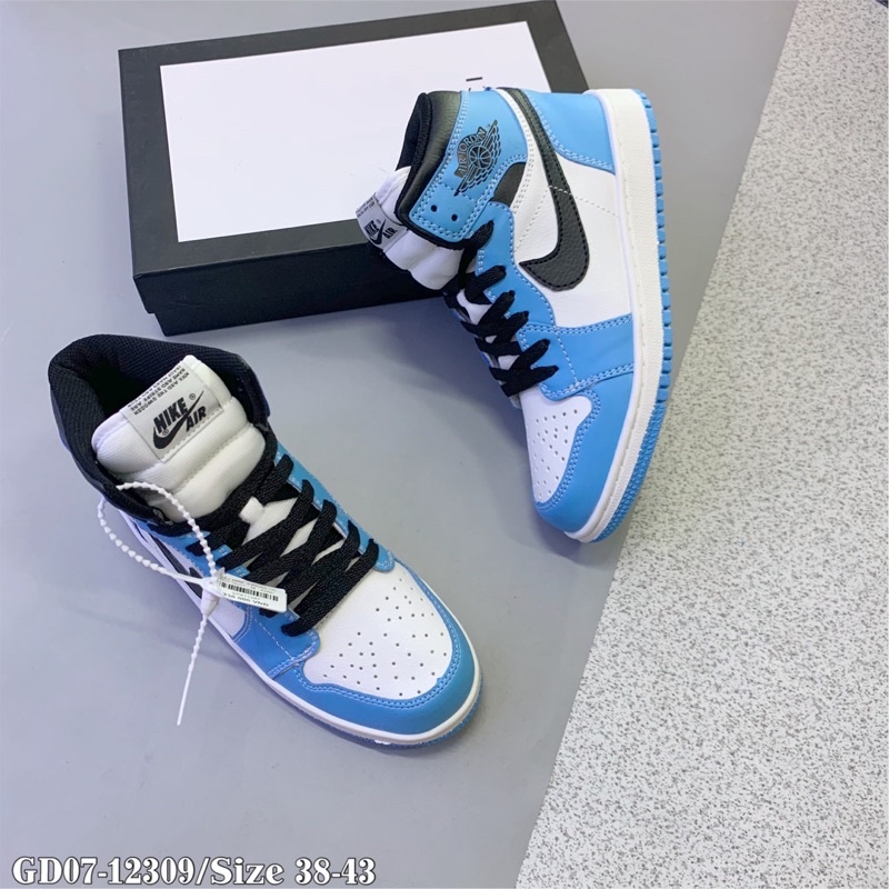 Giày Thể Thao Sneaker Cổ Cao Da Thêu Logo Cao Cấp