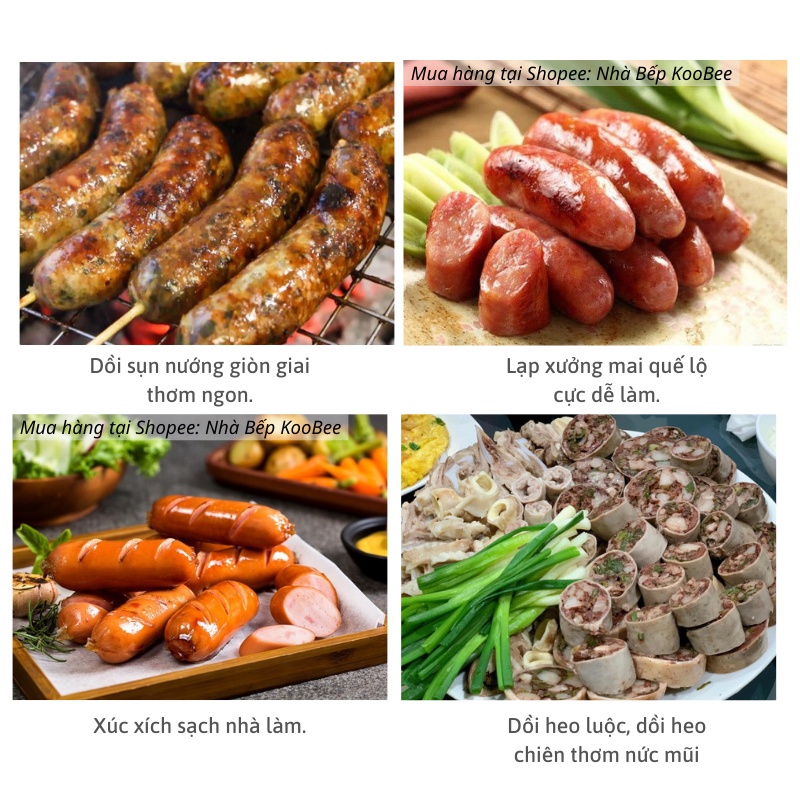 Dụng cụ nhồi xúc xích, lạp xưởng, nhồi thịt dồi sụn - Hàng loại 1 nhựa PP an toàn ống nhồi dày dặn và thanh vặn ren to K