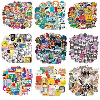 Random Set 50 nhãn dán trang trí mũ bảo hiểm với nhiều họa tiết xinh xắn tùy chọn