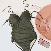 Bikini liền một mảnh mặc đi biển sườn đan chéo, có gọng độn ngực, tôn dáng