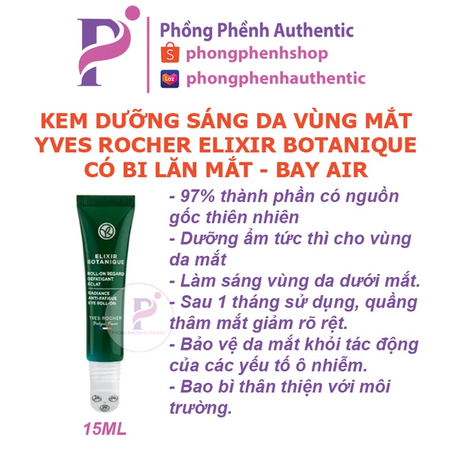 KEM MẮT 3 BI LĂN YVES ROCHER ELIXIR BOTANIQUE ILLUMINATING ROLL 15ML VỢT SALE