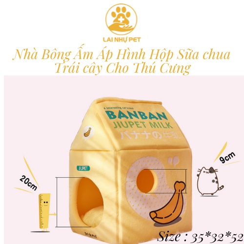 Nhà Bông Ấm Áp Hình Hộp Sữa Chua Cho Thú Cưng - Lai Nhự Pet