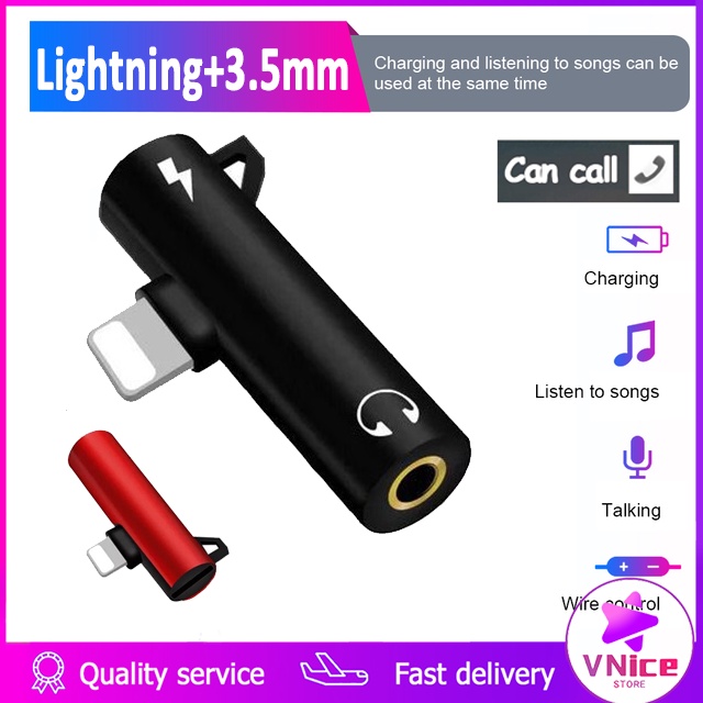 Bộ chuyển đổi 2 trong 1 iPhone 7 8 + cộng với X 11 Bộ chia tai nghe Lightning Jack chuyển đổi âm thanh 3,5 mm Bộ chuyển đổi âm thanh tai nghe