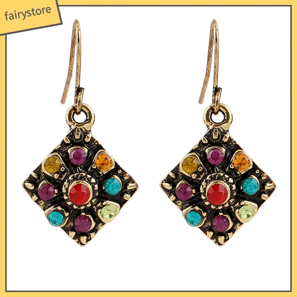 Khuyên tai đính đá nhiều màu sắc phong cách bohemian