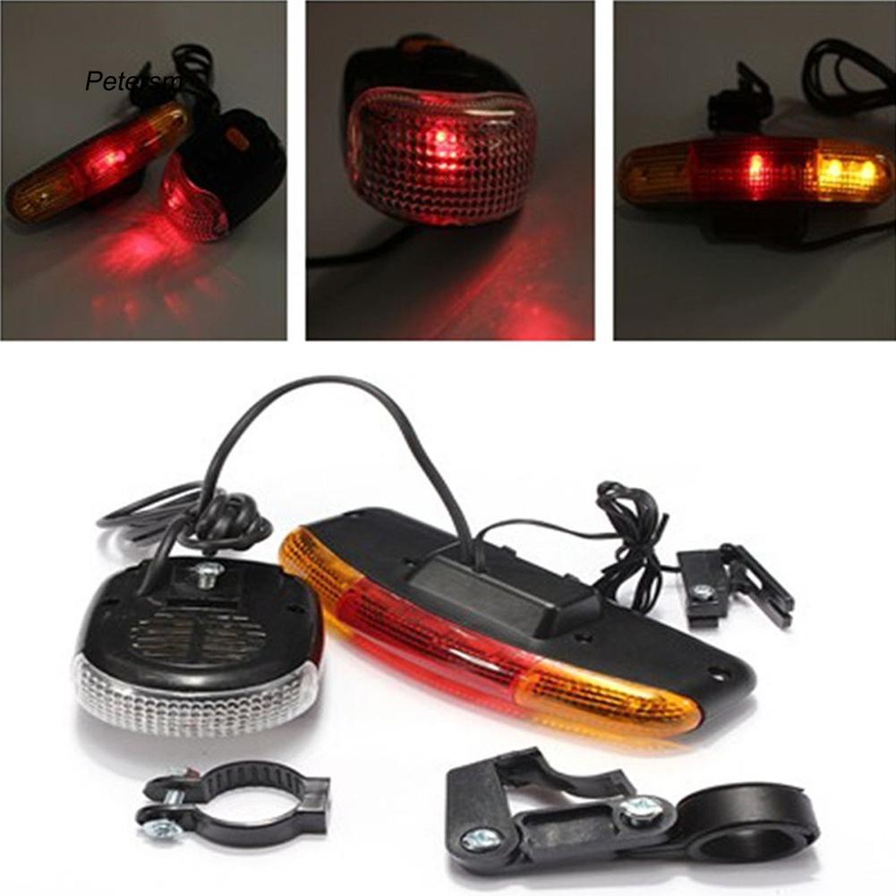 Bộ phụ kiện 3 trong 1 với đèn tín hiệu 7 bóng LED có còi gắn xe đạp chạy bằng pin AA tiện lợi