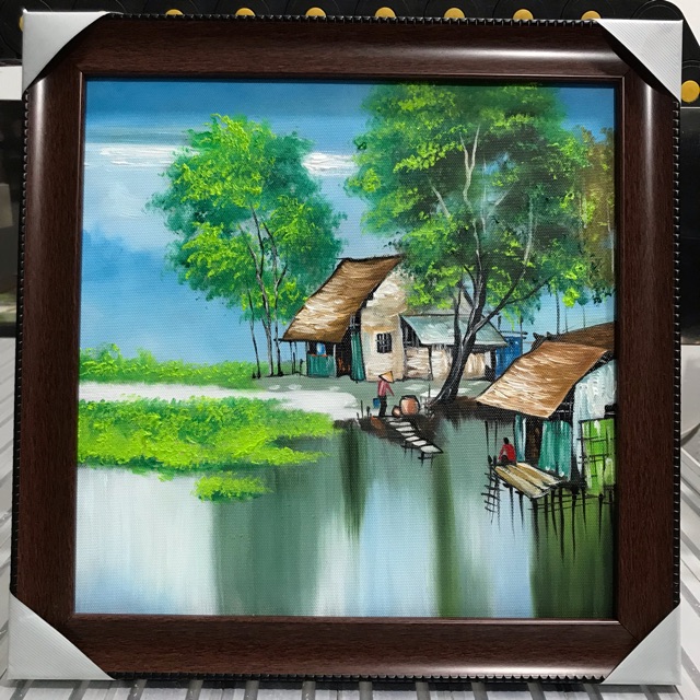 Tranh sơn dầu Đồng quê sông nước-Thanh lý giá rẻ