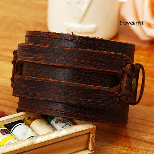 Vòng Tay Giả Da Bản Rộng Phong Cách Cổ Điển Cho Nam Và Nữ