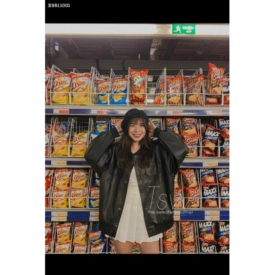 ÁO KHOÁC DA FORM RỘNG